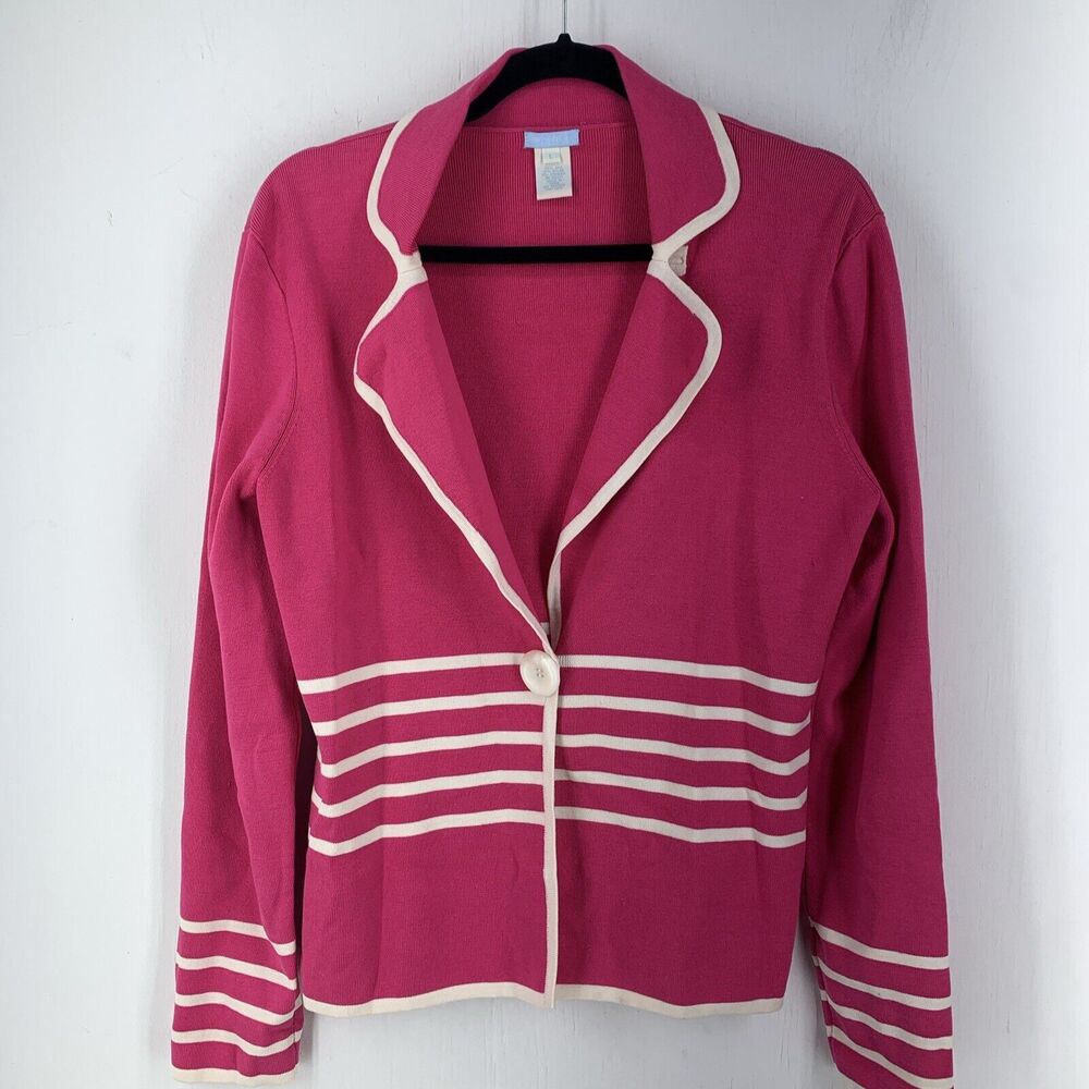 U-knit Womens Large Ponte Knit Cardigan Sweater Preppy Cottage Ultra Feminine